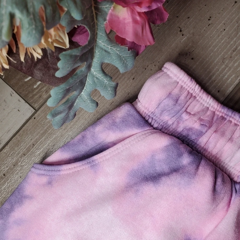 NWT Justice Girls Pink Purple Tie-Dye Snoopy Fleece Skirt Skort Size Large 12/14